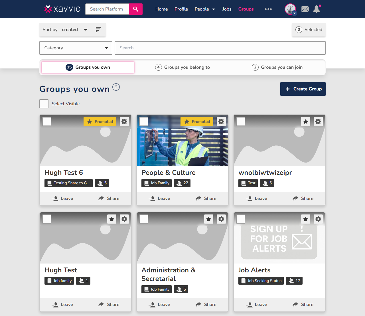 Talent groups surface designed for continuous engagement