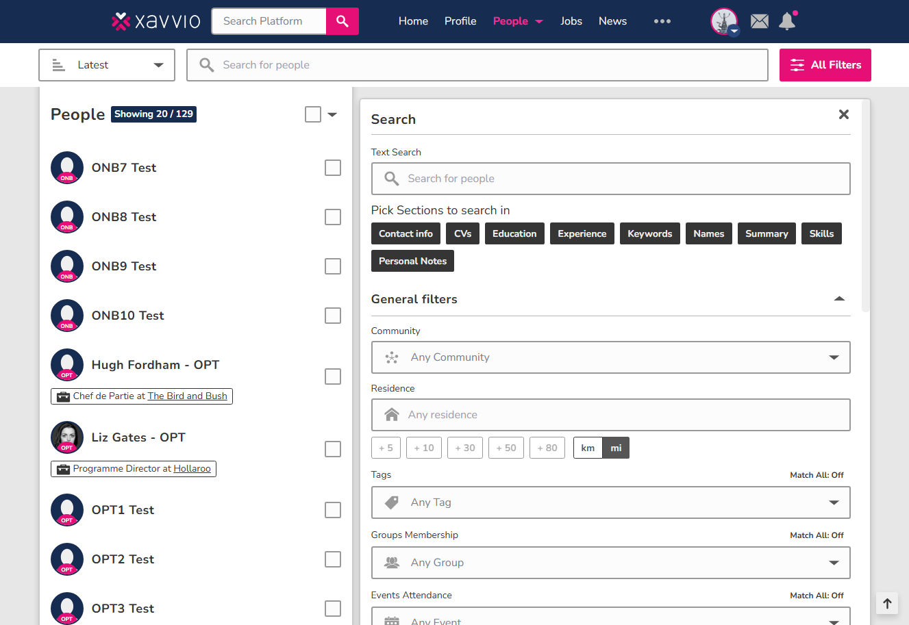 Redesigned People Find with side-by-side candidate list and interactive preview