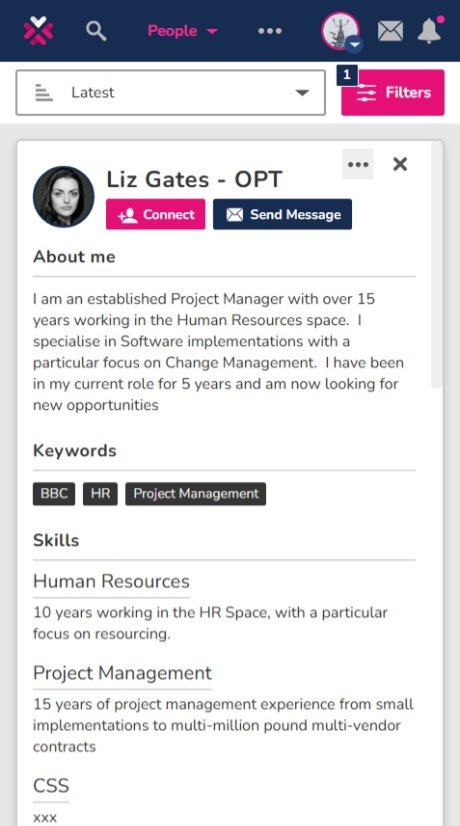 People Find on mobile with streamlined profile overlay