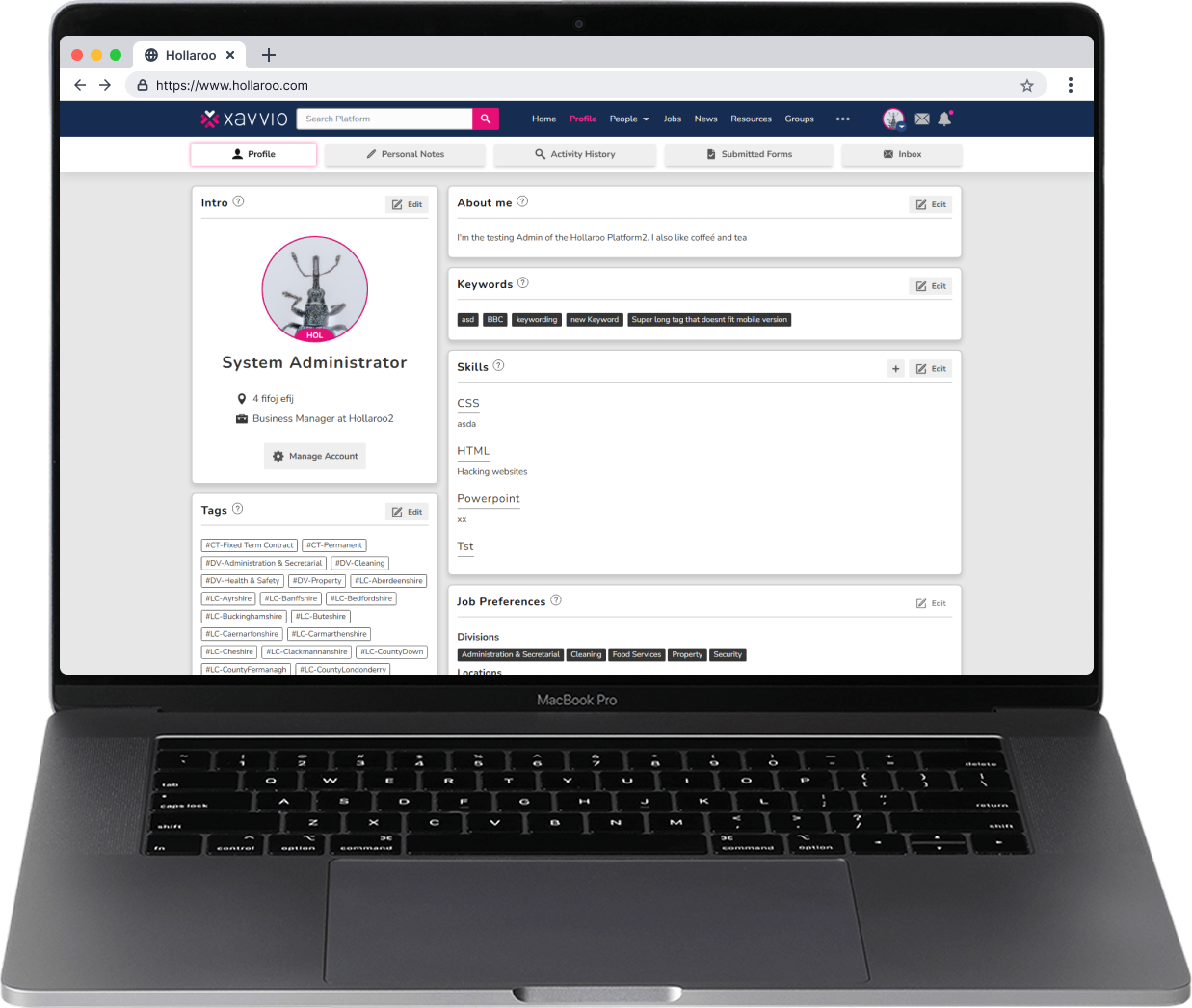 Hollaroo login desktop page